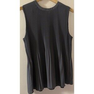 Adrianna Papell Sleeveless Pleated Blouse in Charcoal Gray color Size XL